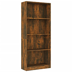 vidaXL Bibliothèque 4 niveaux Chêne fumé 60x24x142cm Bois d'ingénierie