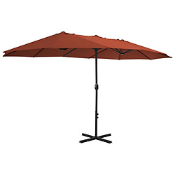 vidaXL Parasol d'extérieur avec poteau en aluminium terre cuite