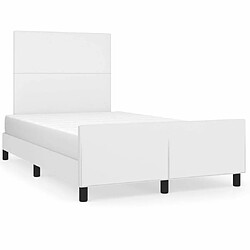 Maison Chic Lit adulte - Cadre Structure de lit avec tête de lit Contemporain Blanc 120x200 cm Similicuir -MN14806