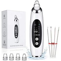 Aspirateur points noirs Chrono - Blanc Extracteur acne - 4 niveaux d'aspiration - 4 sondes - Ecran LCD - USB rechargeable