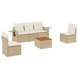 vidaXL Salon de jardin avec coussins 6 pcs beige résine tressée