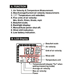 Anémomètre numérique portatif pas cher