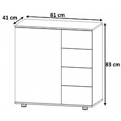 Pegane Commode meuble de rangement coloris Blanc / anthracite - Longueur 81 x Hauteur 83 x Profondeur 41 cm