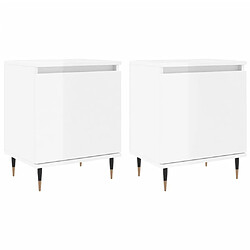 Maison Chic Tables de chevet 2pcs - Table basse Table de nuit - blanc brillant 40x30x50cm bois ingénierie -MN32726