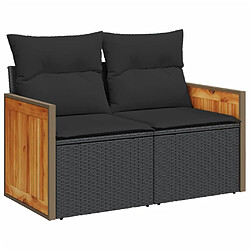 Maison Chic Salon de jardin 5 pcs avec coussins | Ensemble de Table et chaises | Mobilier d'Extérieur noir résine tressée -GKD46833 pas cher