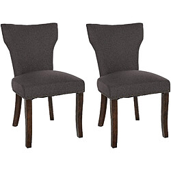 Decoshop26 Lot de 2 chaises de salle à manger boutons décoratifs en tissu gris foncé et pieds en bois marron foncé 10_0001586