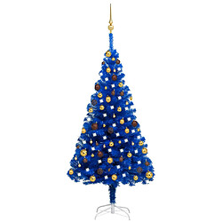 vidaXL Arbre de Noël artificiel pré-éclairé et boules bleu 150 cm PVC