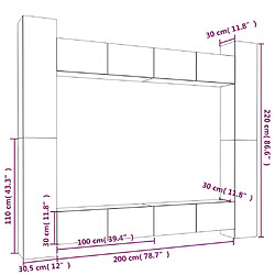 vidaXL Ensemble de meubles TV 8 pcs Chêne fumé Bois d'ingénierie pas cher