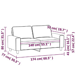 vidaXL Canapé à 2 places Rouge bordeaux 140 cm Tissu pas cher