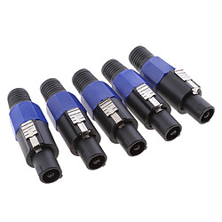 Avis 5pcs Connecteur de Haut-parleur Adaptateur à 4 Broches Fiche Jack Audio Mâle - Bleu