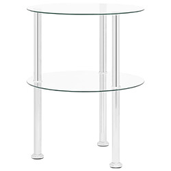 vidaXL Table d'appoint 2 niveaux Transparent 38 cm Verre trempé