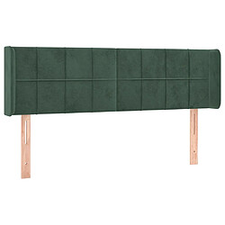 vidaXL Tête de lit avec oreilles Vert foncé 147x16x78/88 cm Velours