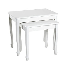 Pegane Lot de 2 tables d'appoint coloris blanc en métal laqué