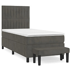 Maison Chic Lit Adulte - Lit simple Lit à sommier tapissier et matelas moelleux - Meuble de Chambre - Gris foncé 80x200 cm Velours -MN91611