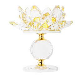 Cristal Lotus Flower Candle Titulaire Photophore Titulaire Home Decor Jaune et Vert