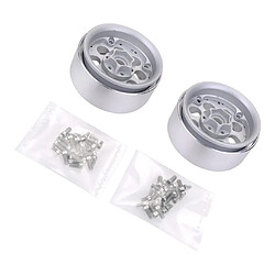 2pcs moyeu de roue en aluminium lourd 1,9 "Beadlock pour 1/10 RC modèle de voiture Argent pas cher