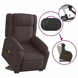 Maison Chic Fauteuil Relax pour salon, Fauteuil inclinable de massage Marron foncé Tissu -GKD94763 pas cher