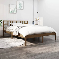 vidaXL Cadre de lit sans matelas marron miel 120x200 cm bois massif 