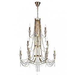 Luminaire Center Chandelier sans abats jours Armand Or français 12 ampoules 152cm