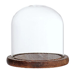 Cloche à Dôme En Verre Avec Socle En Bois, Support Pour Paysage De Fleurs, Brun E