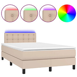 vidaXL Sommier à lattes de lit avec matelas LED Cappuccino 120x200 cm