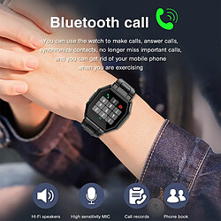 Universal Montre Bluetooth appelée Homme Full Touch Sport Fitness Tracker Tension artérielle Fréquence cardiaque Contrôle de musique de la montre intelligente (noir) pas cher