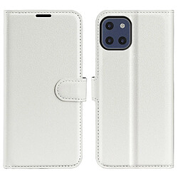 Etui en PU texture litchi, fermoir magnétique avec support blanc pour votre Samsung Galaxy A03 (EU Version)