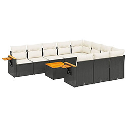 Maison Chic Salon de jardin 11 pcs avec coussins | Ensemble de Table et chaises | Mobilier d'Extérieur noir résine tressée -GKD77053