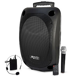 Enceinte Professionnel Portative 12" 350/700W - Audio Club MOOV12 - USB Bluetooth Line Radio FM - Batterie - 2 Micros UHF