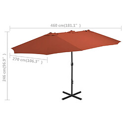 vidaXL Parasol d'extérieur avec poteau en aluminium terre cuite pas cher