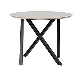 Pegane Table d'appoint en bois et métal coloris naturel noir - diamètre 65 x hauteur 49 cm