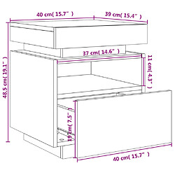 vidaXL Armoires de chevet avec lumières LED 2 pcs blanc 40x39x48,5 cm pas cher