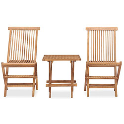 Maison Chic Mobilier à dîner pliable 3 pcs de jardin - Ensemble table et chaises d'extérieur - Salon/Mobilier de jardin classique Bois solide de teck -MN12721