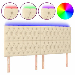 Maison Chic Tête de lit scandinave à LED,meuble de chambre Crème 200x7x118/128 cm Tissu -MN73221