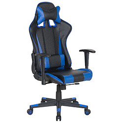 Beliani Chaise de bureau Cuir PU Bleu foncé GAMER