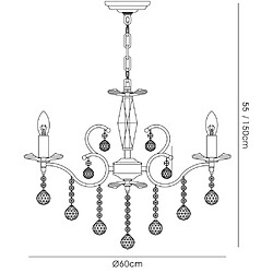 Avis Luminaire Center Suspension Zinta 6 Ampoules chrome poli/cristal