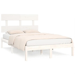 Maison Chic Lit adulte - Lit simple Cadre de lit,Structure du lit Contemporain Blanc Bois massif 160x200 cm -MN23432