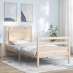 Maison Chic Cadre/structure de lit avec tête de lit pour adulte - Lit Moderne Chambre petit simple bois massif -MN64089