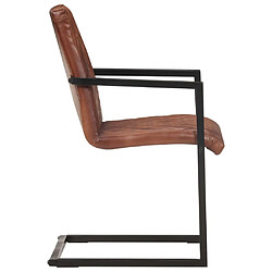 Avis vidaXL Chaises à manger cantilever lot de 6 marron cuir véritable