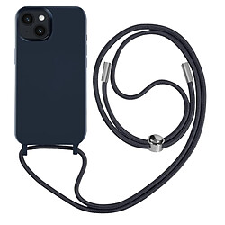 Avizar Coque Cordon iPhone 14 Semi-rigide avec Lanière Tour du Cou 80cm bleu