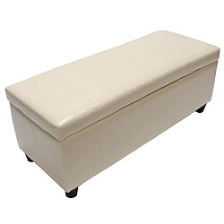 Mendler Banc banquette rembourrée coffre de rangement Kriens, cuir reconstitué, 112x45x45cm ~ crème