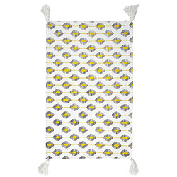 The Home Deco Factory Tapis à pompons modèle Zeste - Jaune/Noir/Blanc - 50 x 70 cm