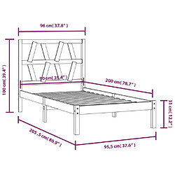 vidaXL Cadre de lit sans matelas bois massif 90x200 cm pas cher