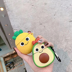 Wewoo Coque Pour Apple AirPods 1/2 génération universelle Couple avocat et ananas Bluetooth Casque Etui de protection Jaune pas cher