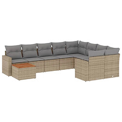 vidaXL Salon de jardin et coussins 10 pcs mélange beige résine tressée