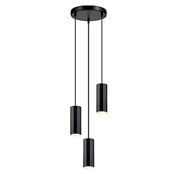 NETTLIFE Suspension métal noir Diam.20 cm GU10 3 flammes table à manger salon salle à manger moderne lampe industrielle pour intérieur cuisine