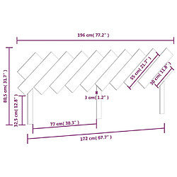 vidaXL Tête de lit Gris 196x3x80,5 cm Bois massif de pin pas cher