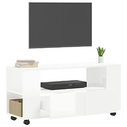 Avis vidaXL Meuble TV blanc brillant 102x34,5x43 cm bois d'ingénierie