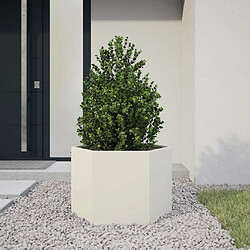 vidaXL Jardinière blanc hexagone 69x60x45 cm acier