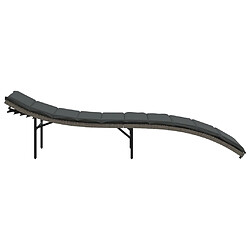 Maison Chic Chaise longue avec coussin | Bain de soleil Relax | Transat gris 55x199x50 cm résine tressée -GKD81599 pas cher